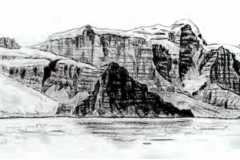 Au fond du Fjord, dessin d’Augusto Gansser en 1934, in Gansser, 2000.