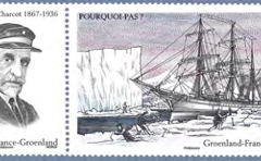Portrait-de-J.B.-Charcot-et-son-fameux-navire-le-Pourquoi-Pas-au-Groenland-sur-un-timbre-postal
