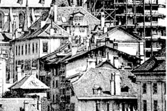 Figure 1 : la maison Gaudard, et la rue St-Etienne (vue prise vers 1900).